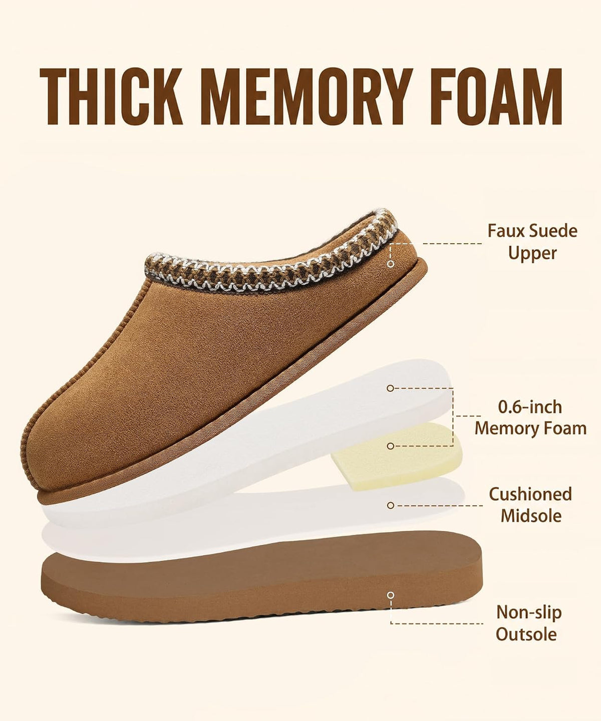 Litfun Memory Foam Fuzzy Slippers for Women House Shoes Indoor Outdoor