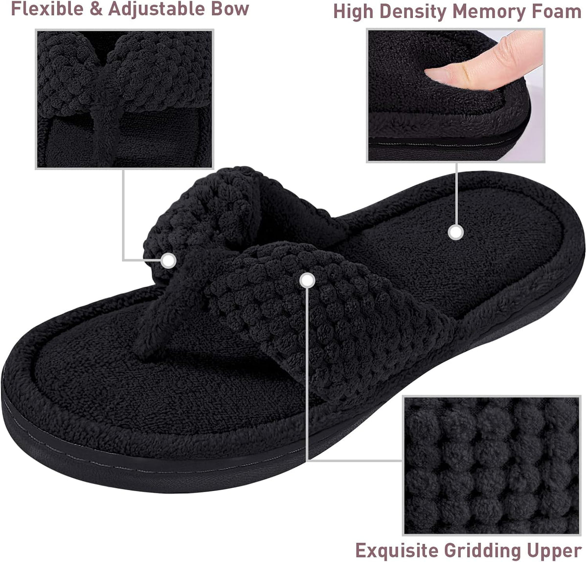 Parlovable Women's Memory Foam Flip Flop Slippers