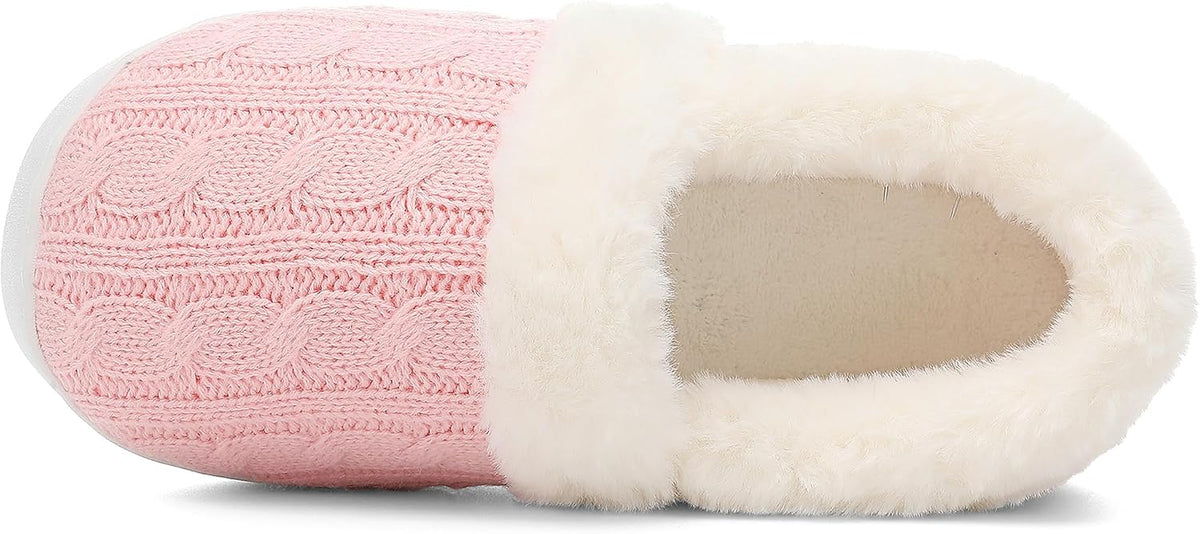 UBFEN Womens Fuzzy House Slippers Warm Bedroom Shoes with Faux Fur Lining Non Slip Memory Foam Slippers for ladies Indoor and Outdoor