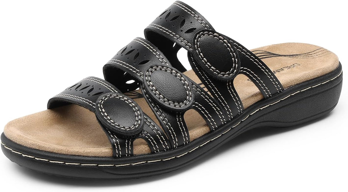 DREAM PAIRS Women's Slide Sandals Slip On Flats Sandals