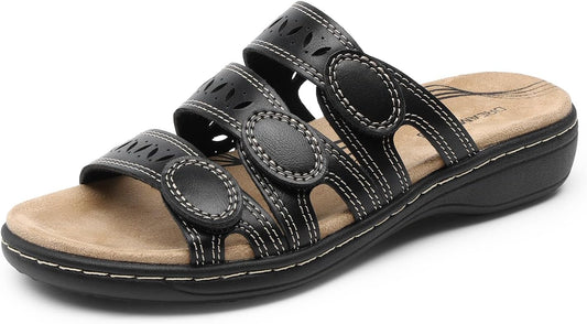 DREAM PAIRS Women's Slide Sandals Slip On Flats Sandals