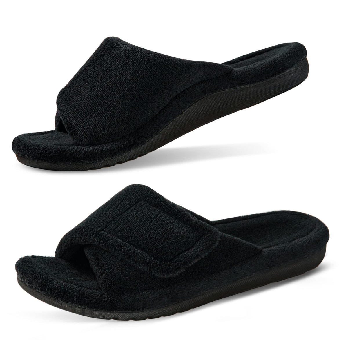 GRITHEIM Women's Orthotic Arch Support Slippers Fuzzy Adjustable Orthopedic Slippers for Plantar Fasciitis Furry Slide for Ladies