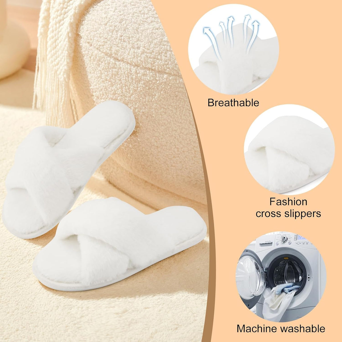 ANLUKE Women's Fuzzy Open Toe House Slippers with Memory Foam