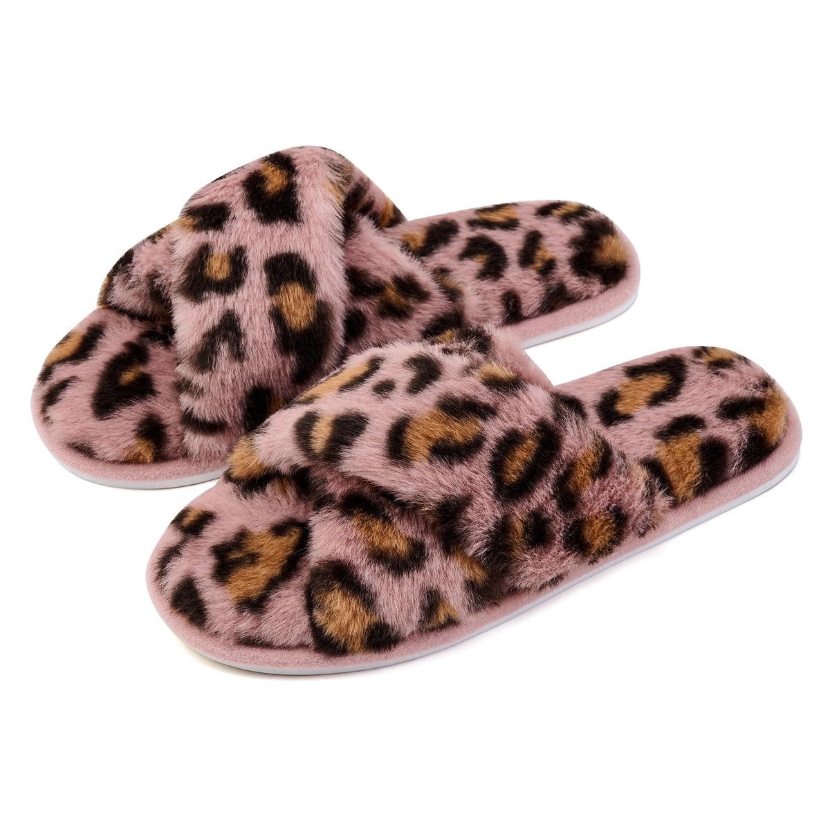 ANLUKE Women's Fuzzy Open Toe House Slippers with Memory Foam