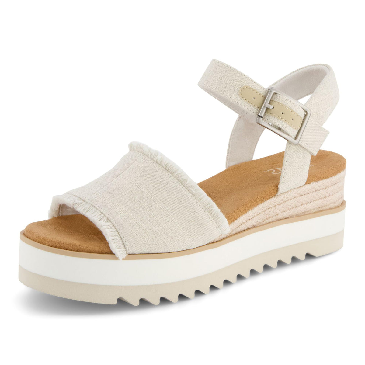TOMS Women's Diana Wedge Heel Sandal, Leather Upper, Rope-Wrapped Midsole, Adjustable Strap, Buckle, OrthoLite Insole