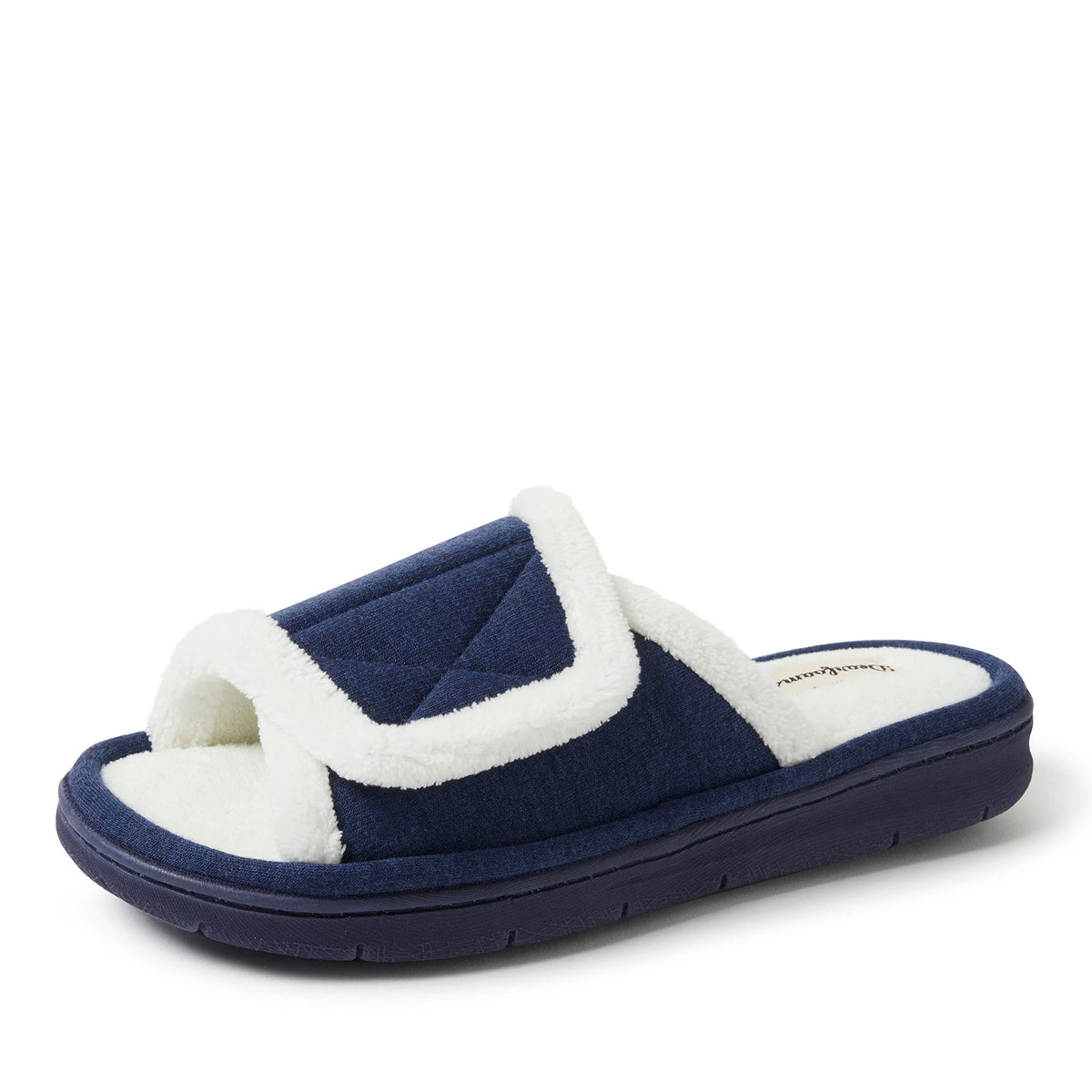 Dearfoams Mickey Adjustable Terry Slide, Memory Foam Washable Open Toe Indoor Summer House Slippers