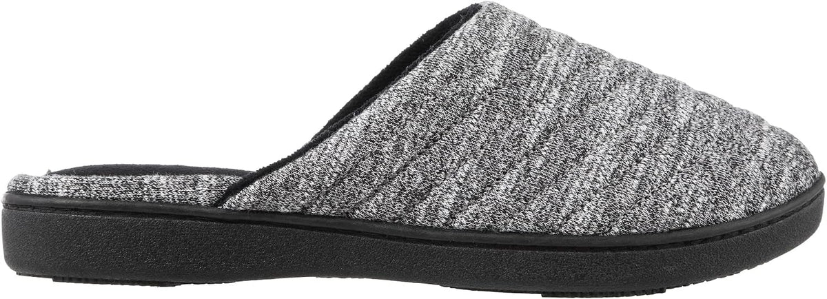 Isotoner Women's Premium Knit Slide Slippers - Moisture-Wicking Lining, Rubber Indoor/Outdoor Sole - Machine Washable House Shoes