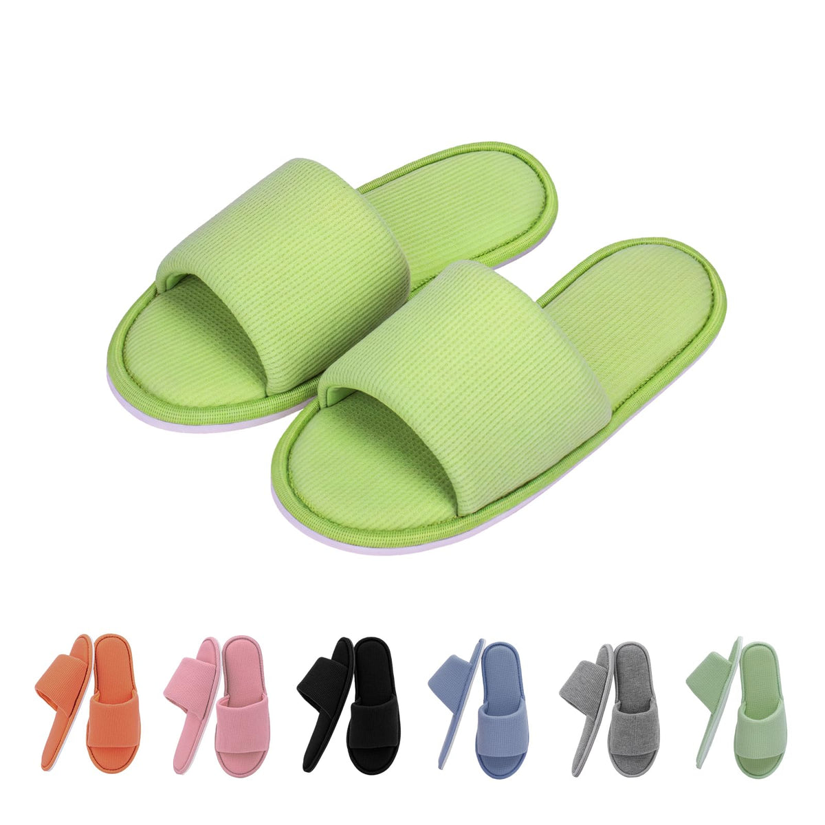 Women's Open Toe House Slippers Breathable Waffle Fabric Memory Foam