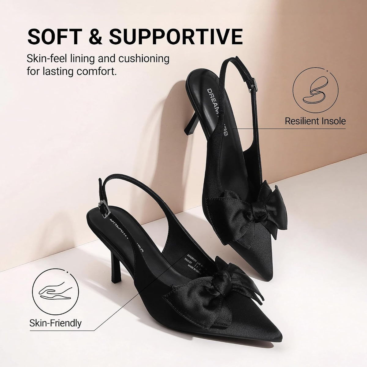 DREAM PAIRS Women's Slingback Pump Heel Shoes with Bow