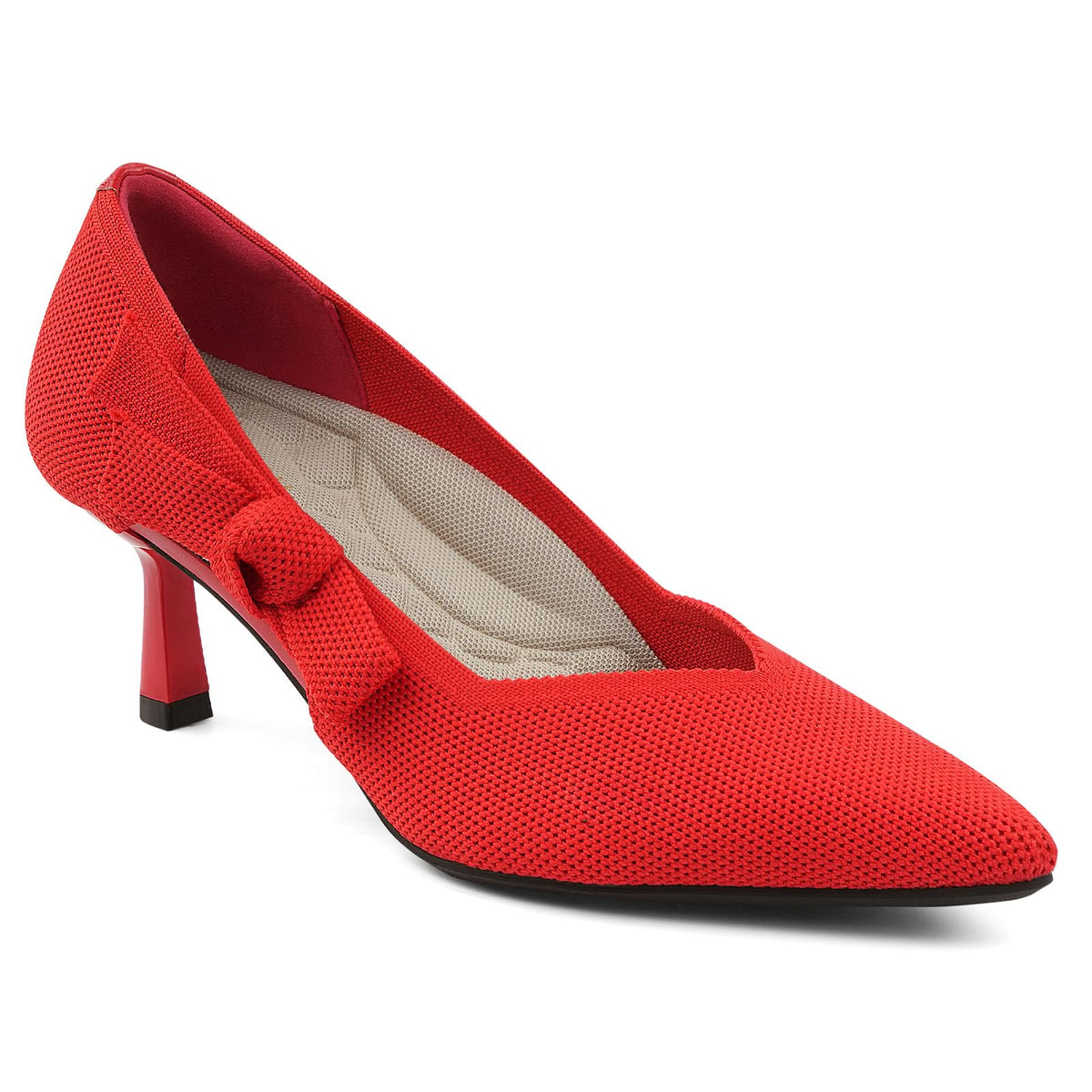 JENN ARDOR Kitten Heels for Womens Pumps Dress Shoes for Women Low Heel Pumps Comfortable Knit 2.1 Inch Pointed Toe Dressy Wedding Party Prom Office Work Heels Shoes