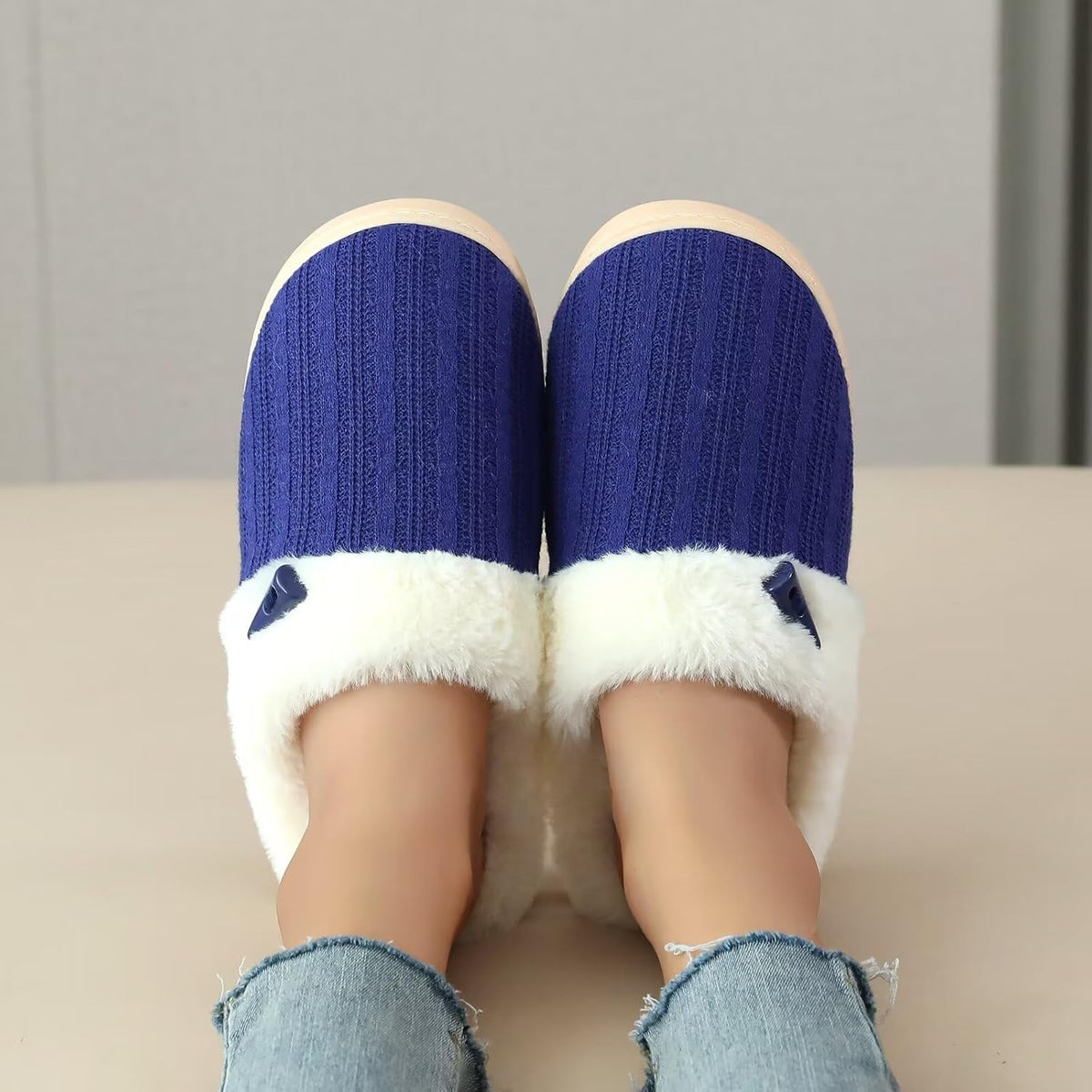 NineCiFun Women's Slip on Fuzzy Slippers Memory Foam House Slippers Outdoor Indoor Warm Plush Bedroom Shoes Scuff with Faux Fur Lining