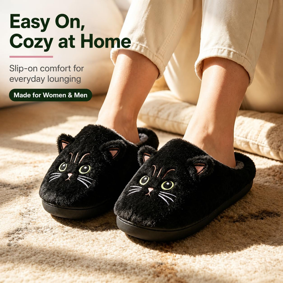 Animal Slippers for Women and Men Fuzzy Memory Foam Non-Slip Warm Indoor