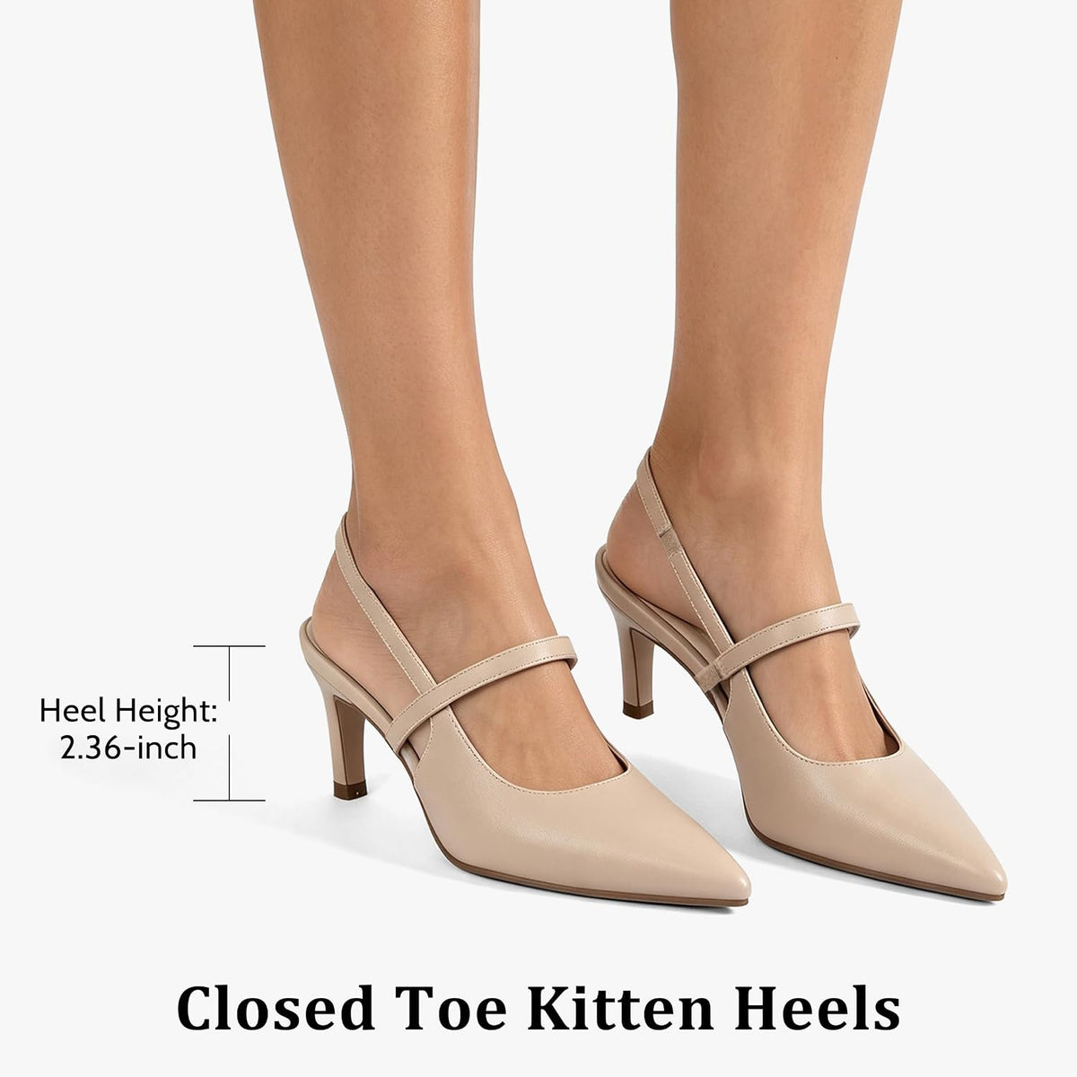 CoolQueen Women's Kitten Heels Closed Toe Slingback Heel Pumps