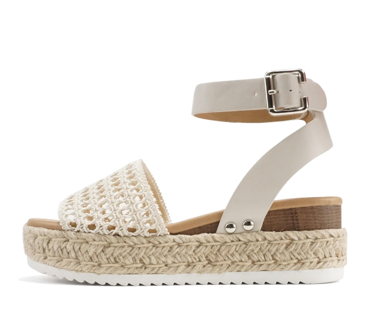 Soda Topic Open Toe Buckle Ankle Strap Espadrilles Flatform Wedge Casual Sandal