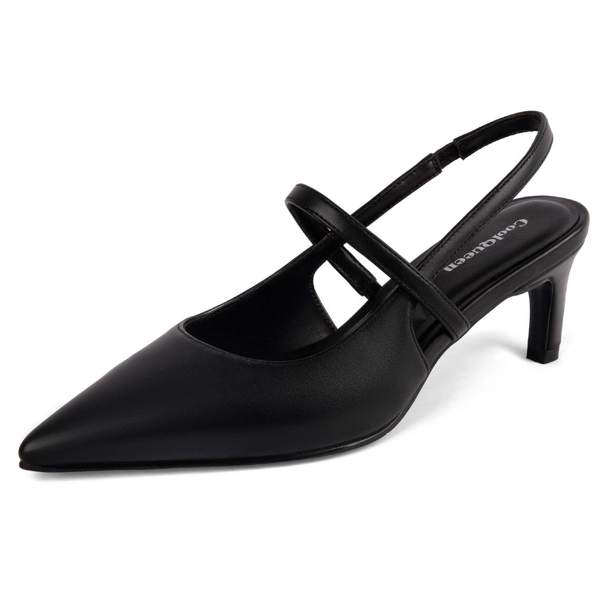 CoolQueen Women's Kitten Heels Closed Toe Slingback Heel Pumps