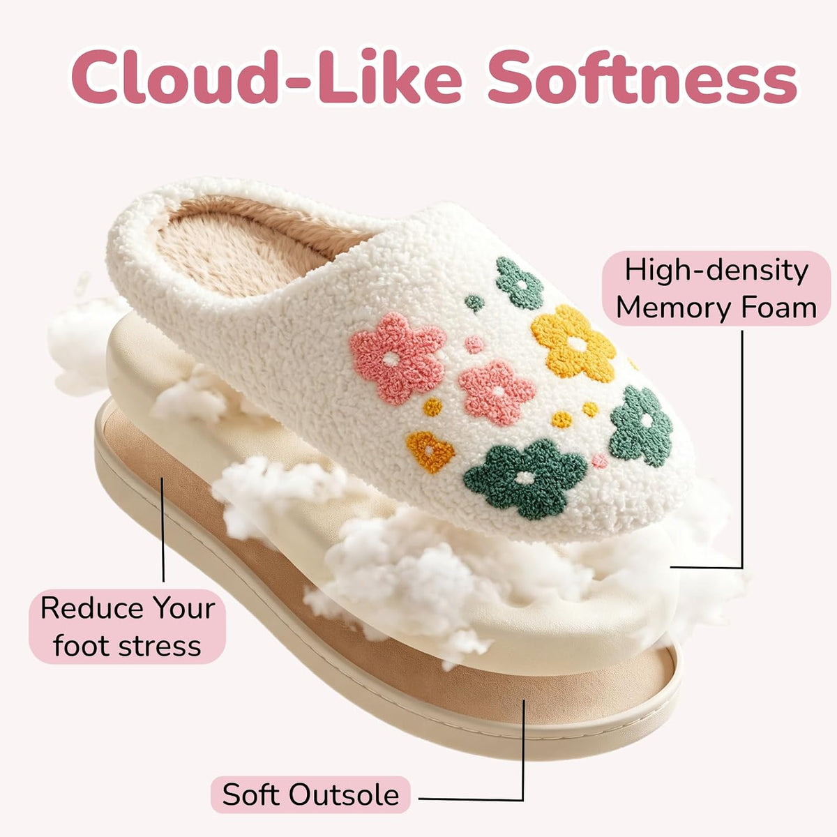 Cute Fuzzy Slippers for Women Men Memory Foam House Shoes indoor outdoor