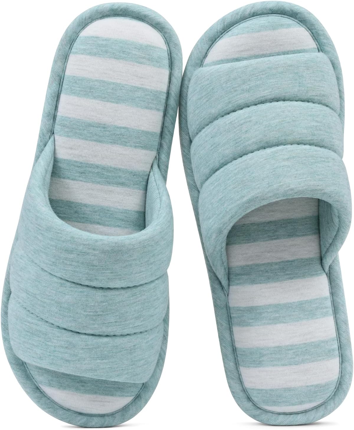 shevalues Open Toe House Slippers for Women Men Memory Foam Bedroom Shoes