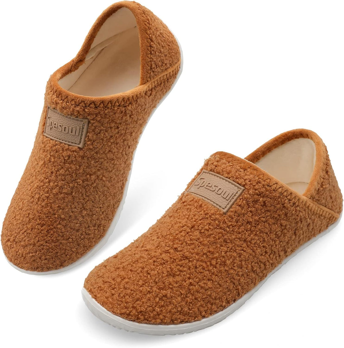 Spesoul Fuzzy House Slippers for Women Men Indoor Closed Back Lightweight Cozy Faux Furry Lining Barefoot House Shoes Slipper Socks for Bedroom Home Office Yoga Outdoor Walking Shoes