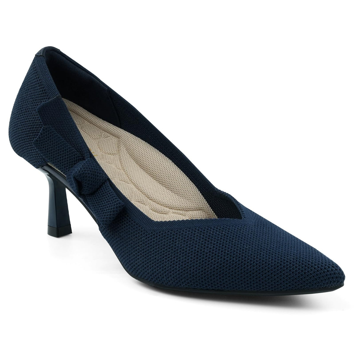 JENN ARDOR Kitten Heels for Womens Pumps Dress Shoes for Women Low Heel Pumps Comfortable Knit 2.1 Inch Pointed Toe Dressy Wedding Party Prom Office Work Heels Shoes