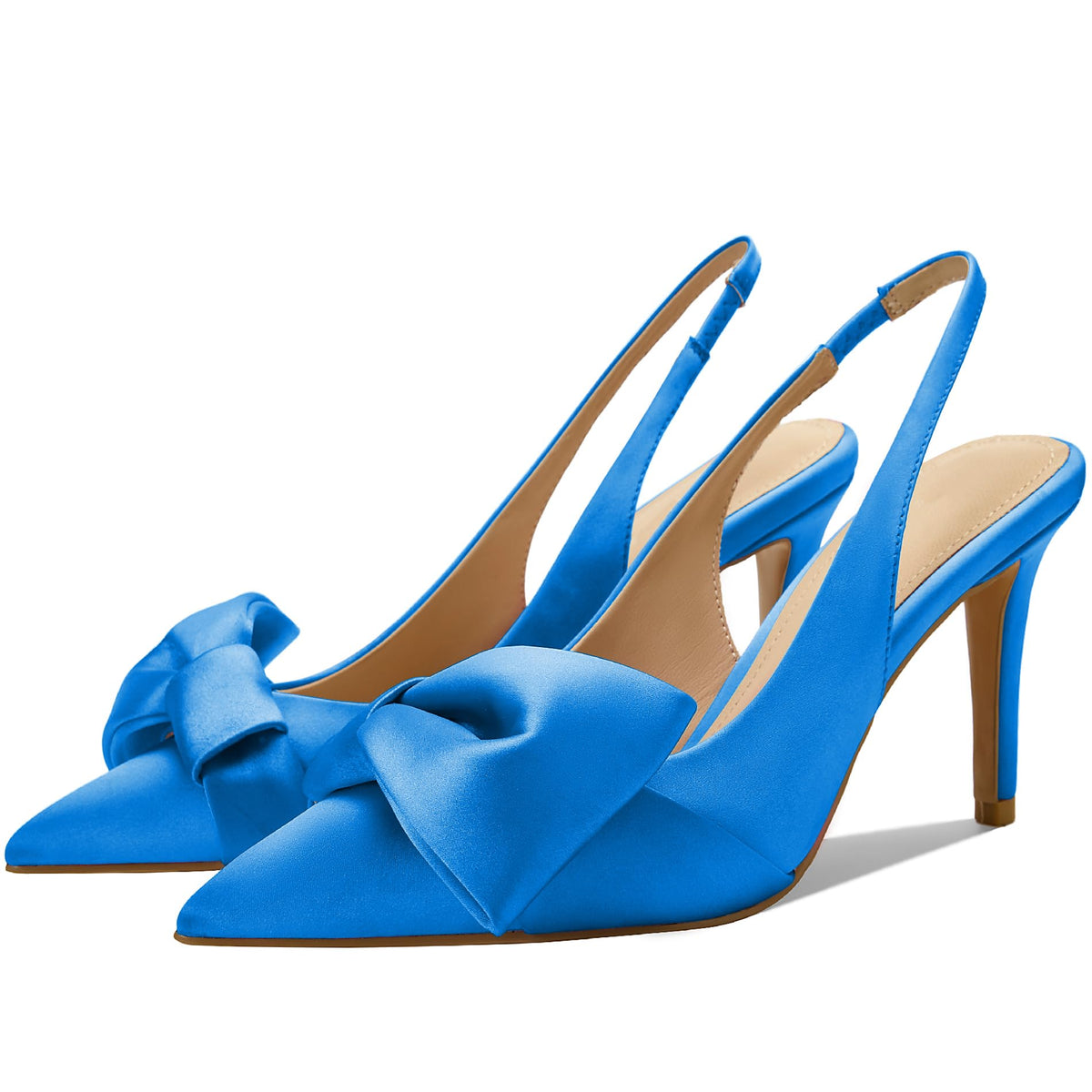 Women's Bow-Detail Slingback Pumps Pointed Toe Stiletto Heels