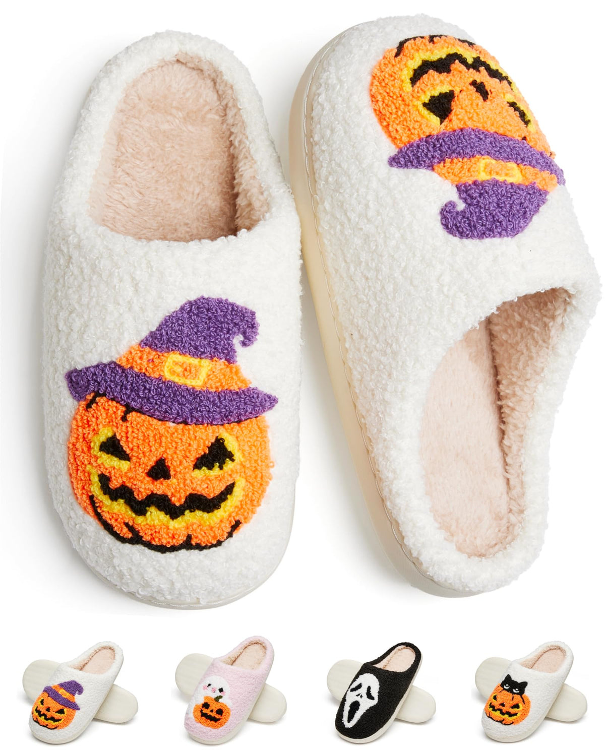 Cute Fuzzy Slippers for Women Men Memory Foam House Shoes indoor outdoor