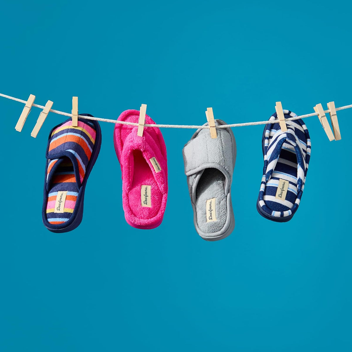 Dearfoams Mickey Adjustable Terry Slide, Memory Foam Washable Open Toe Indoor Summer House Slippers