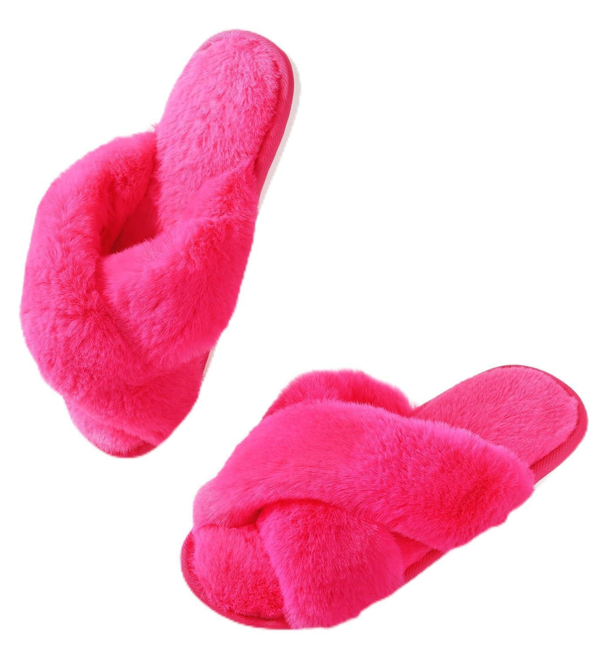 Ankis Memory Foam Fuzzy Slippers for Women,Open Toe House Shoes