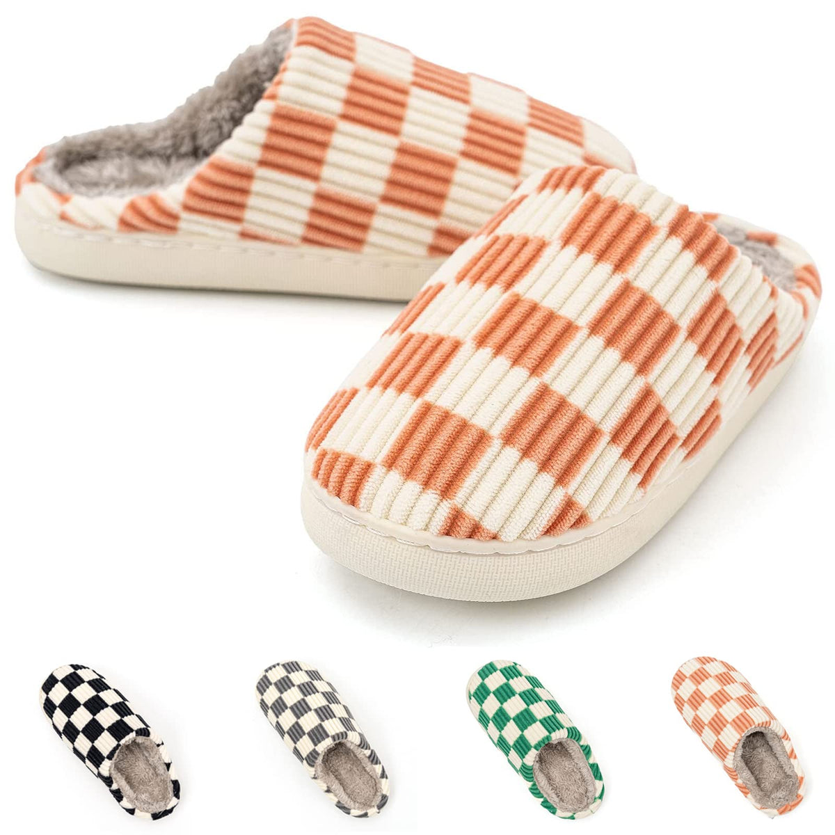 Guyarns House Slippers for Women & Men - Fuzzy, Casual Indoor/Outdoor Shoes with Memory Foam & Faux Fur Lining
