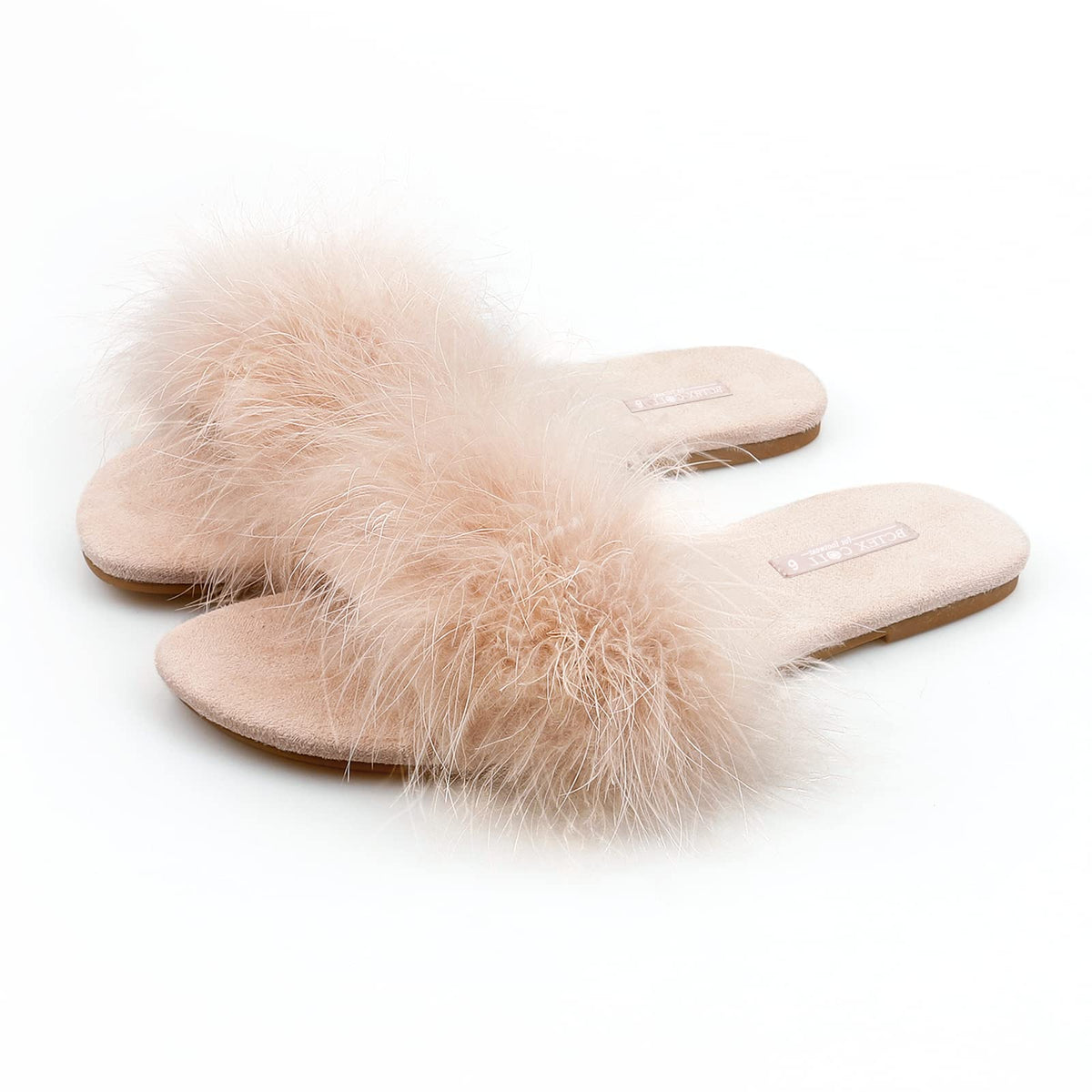 BCTEX COLL Women's Fuzzy Fluffy Open Toe Memory Foam Feather Slippers