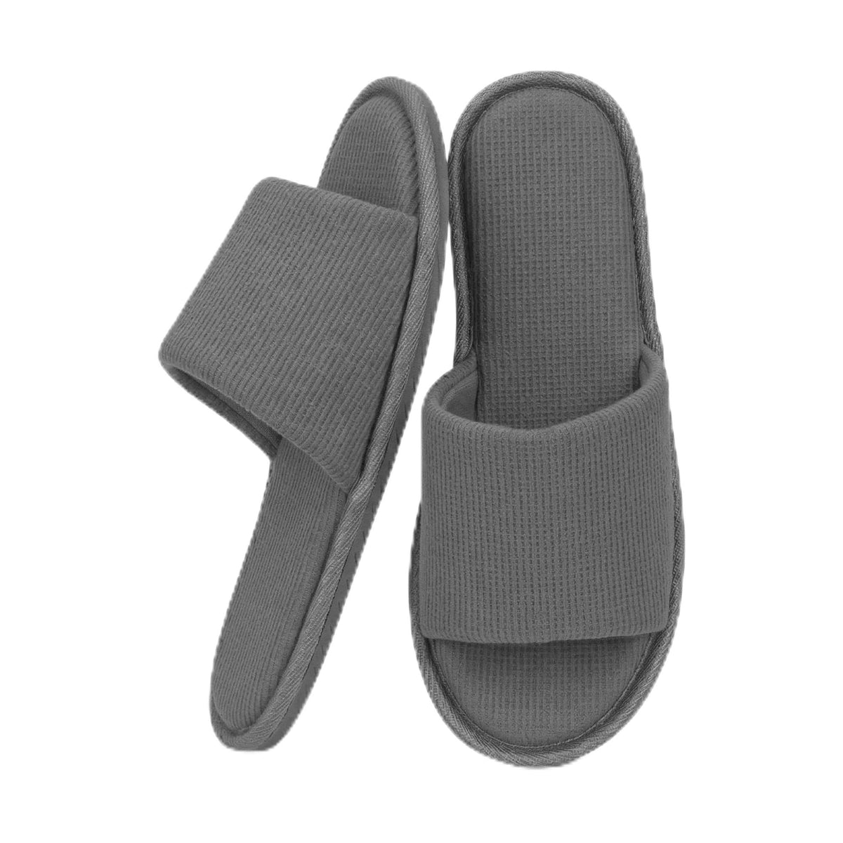 Women's Open Toe House Slippers Breathable Waffle Fabric Memory Foam