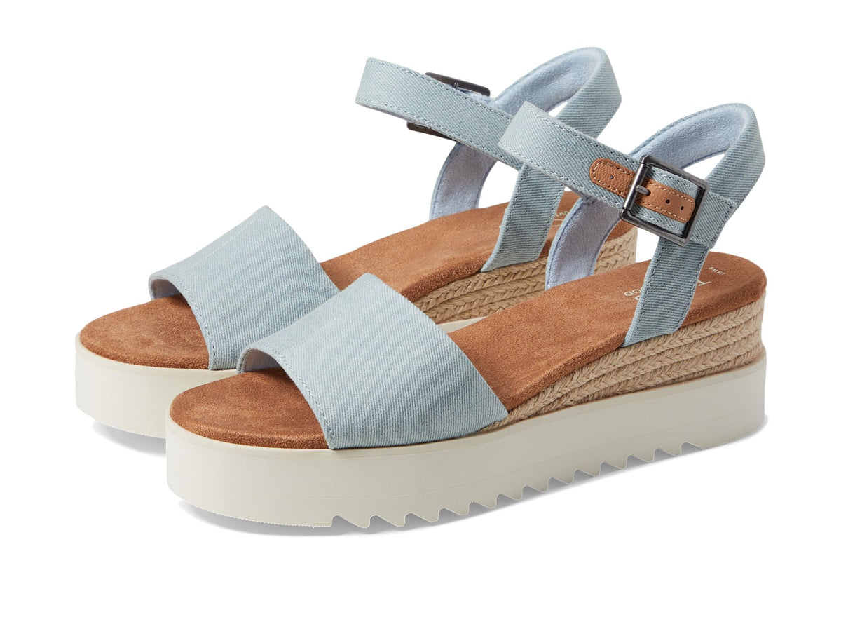 TOMS Women's Diana Wedge Heel Sandal, Leather Upper, Rope-Wrapped Midsole, Adjustable Strap, Buckle, OrthoLite Insole
