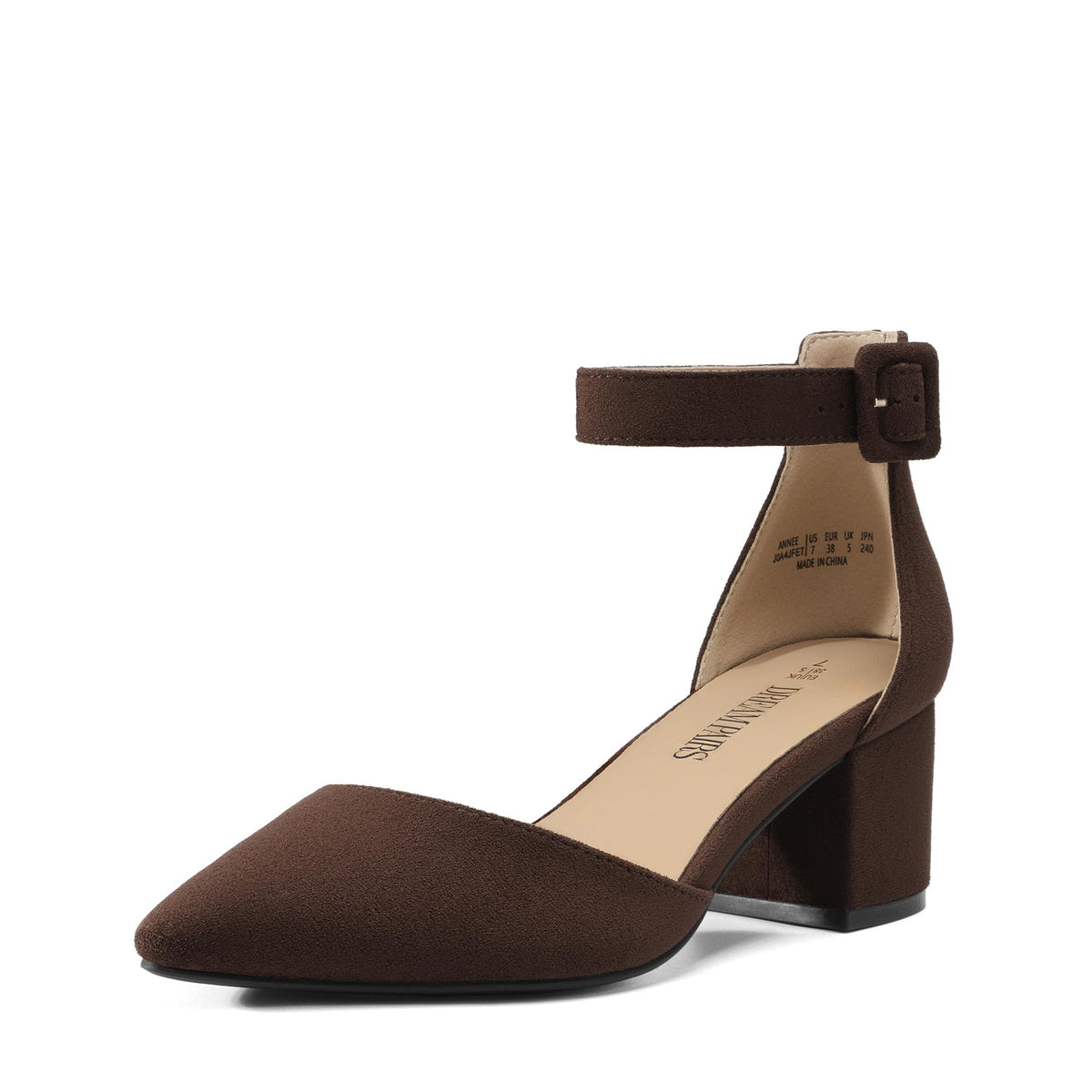 DREAM PAIRS ANNEE Pointed Toe Low Chunky Heel Pumps