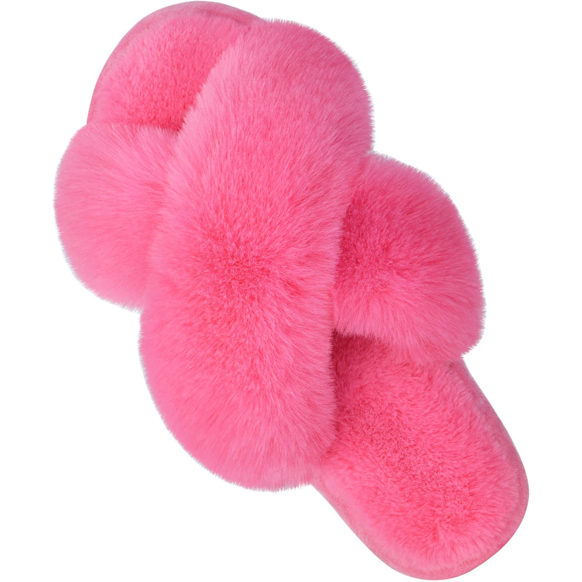 Parlovable Women's Cross Band Slippers Fuzzy Open-Toe Memory Foam