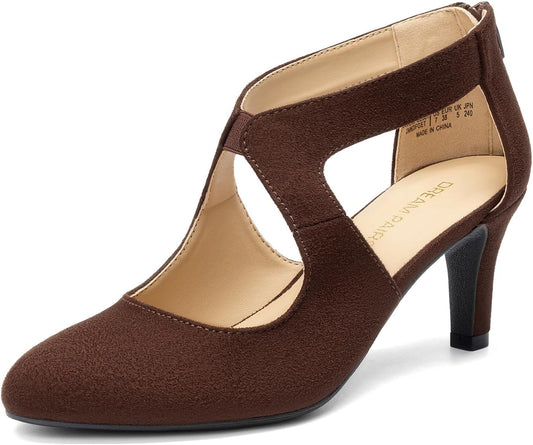 DREAM PAIRS Women's Pumps Closed Pointed Toe Kitten Heels