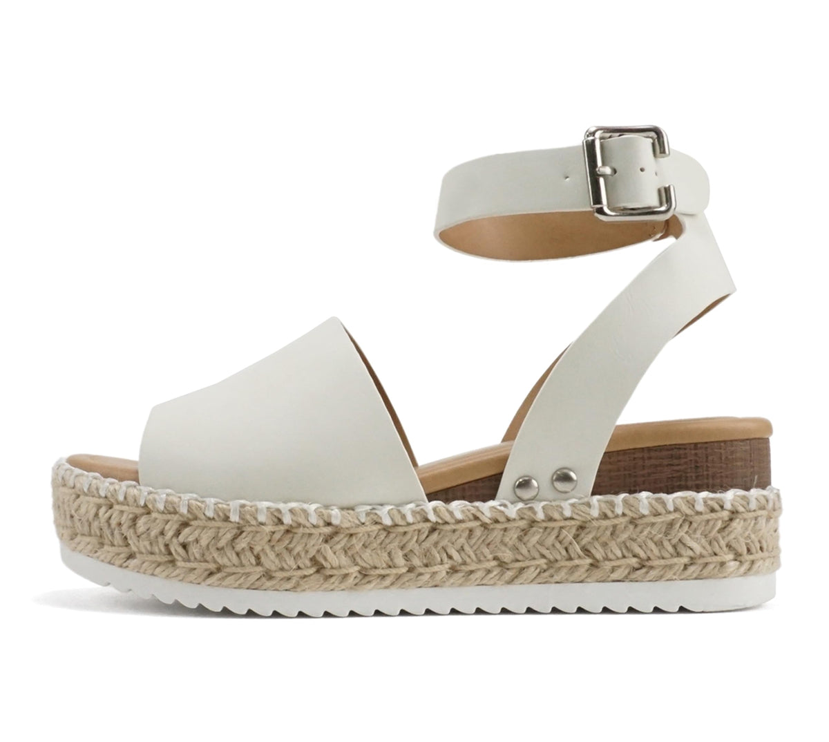 Soda Topic Open Toe Buckle Ankle Strap Espadrilles Flatform Wedge Casual Sandal