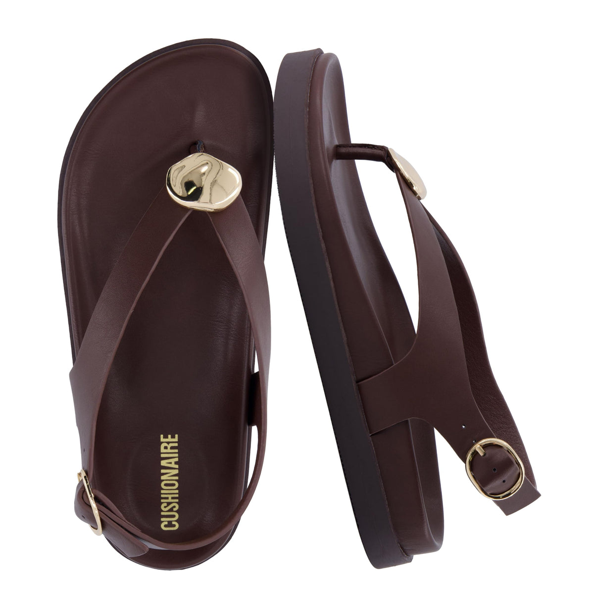 CUSHIONAIRE Expo Thong Sandals for Women, Comfortable Slingback Sandals with Arch Support and Cushioned Footbed
