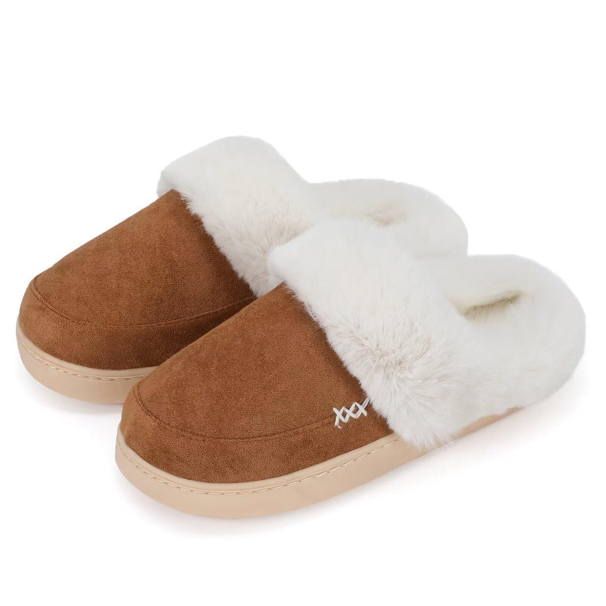NineCiFun Women's and Men's Memory Foam House Slippers, Faux Fur Lined Indoor Fuzzy Slippers with No-slip Sole, Slip on Suede Home Shoes, Warm Winter Gift for Women & Men