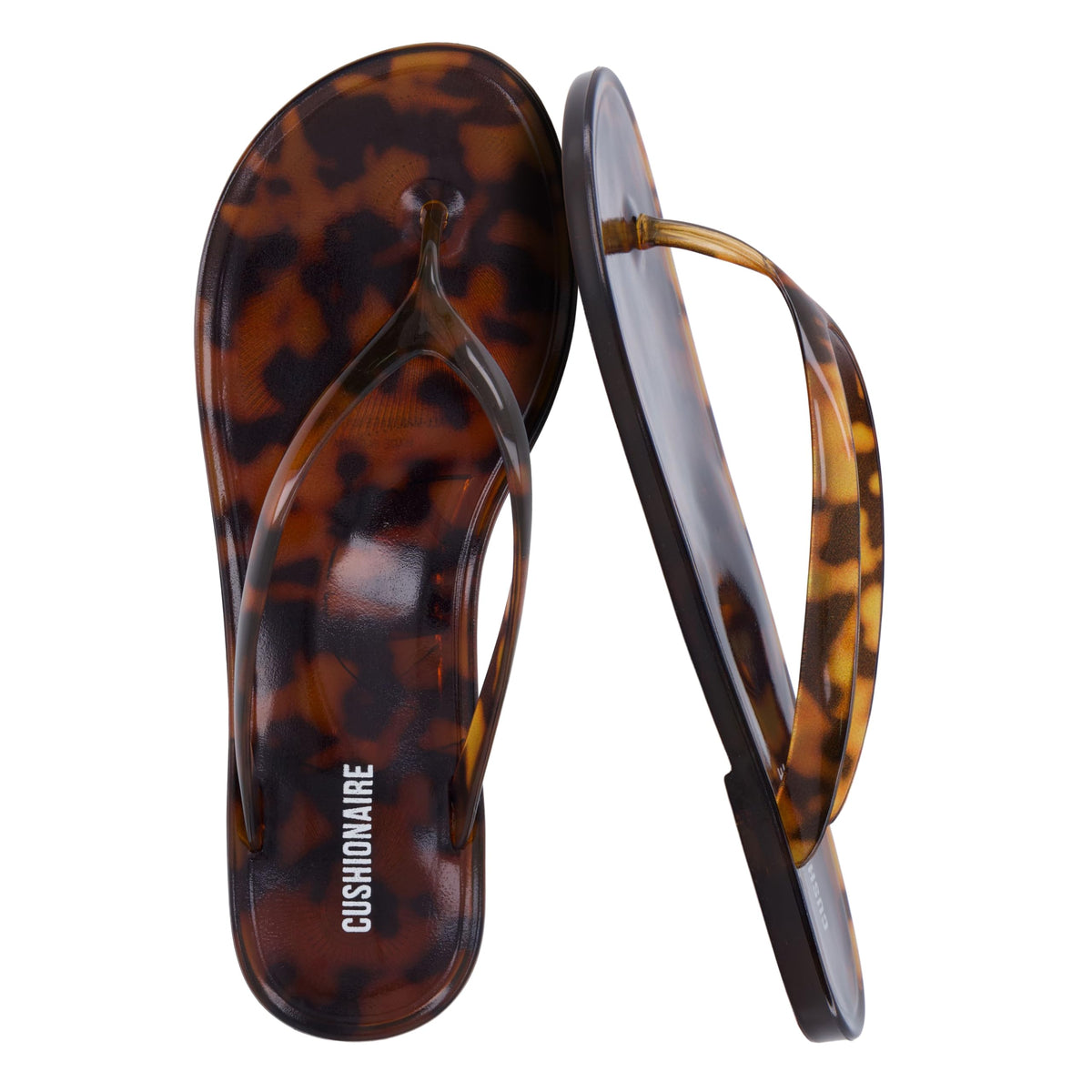 CUSHIONAIRE Splash Jelly Flip Flops for Women With Flexible Sole, Glossy Jelly Finish Summer Sandals for Women