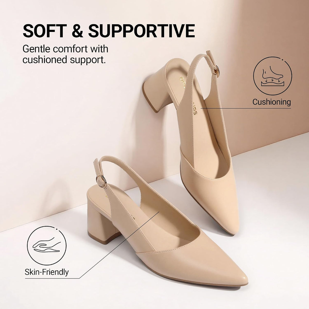 DREAM PAIRS Womens Slingback Chunky Heels Work Shoes
