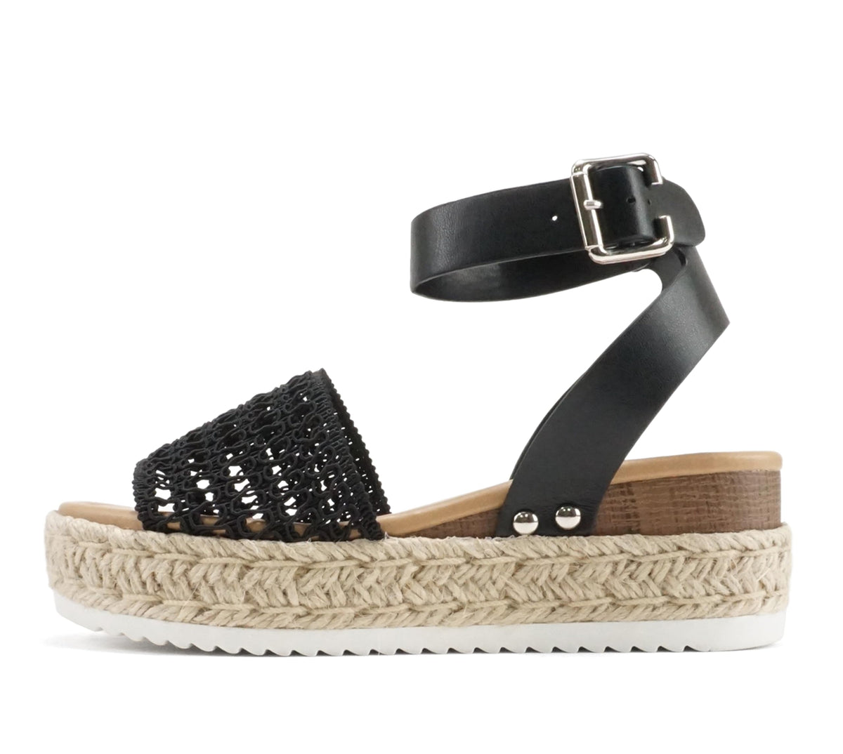 Soda Topic Open Toe Buckle Ankle Strap Espadrilles Flatform Wedge Casual Sandal