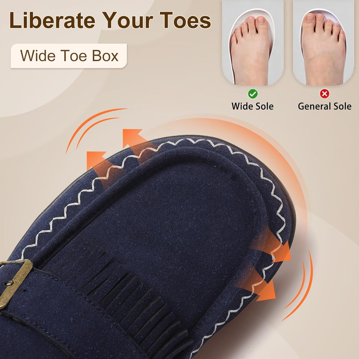 LeIsfIt Women's Moccasin Slippers Wide Toe Box Memory Foam House Shoes