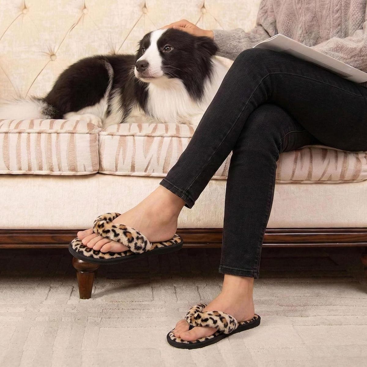 JOINFREE Women's Bedroom Slippers Comfort Four Season Classy Indoor Spa Slide Shoes