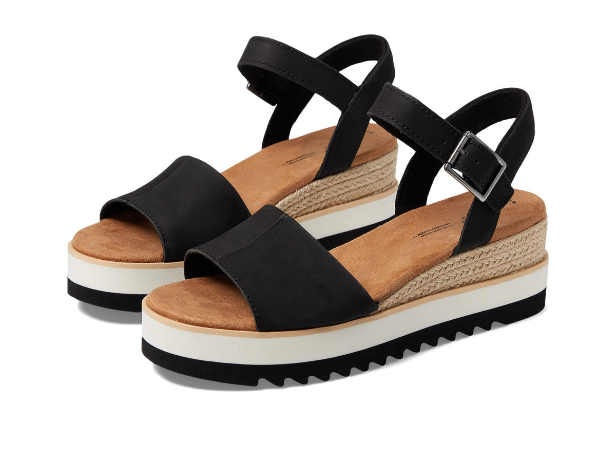 TOMS Women's Diana Wedge Sandal, Leather Upper, CloudBound Insole