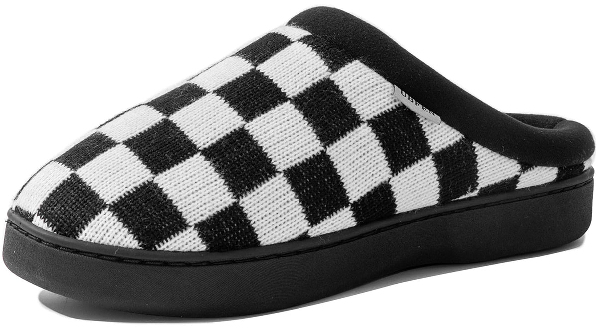 UBFEN Mens Womens Slippers Classic Plaid Winter Warm with Memory Foam Fluffy House Shoes Platform Indoor Bedroom