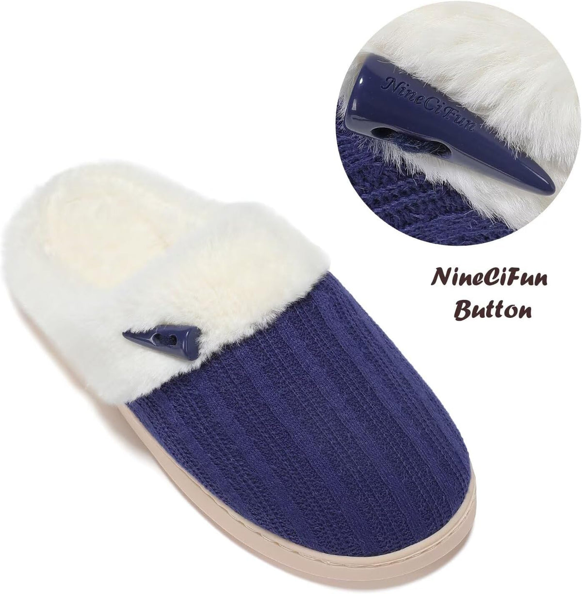 NineCiFun Women's Slip on Fuzzy Slippers Memory Foam House Slippers Outdoor Indoor Warm Plush Bedroom Shoes Scuff with Faux Fur Lining