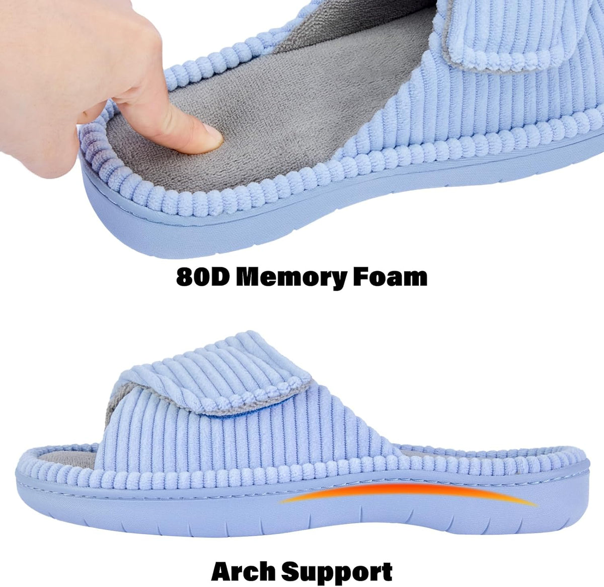 Women's Slippers with Arch Support, Memory Foam Shoes for Plantar Fasciitis