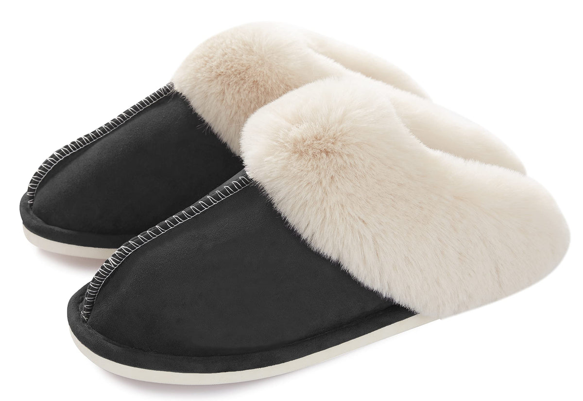 Donpapa Womens Fuzzy Slippers Memory Foam Warm Cozy Indoor House Shoes