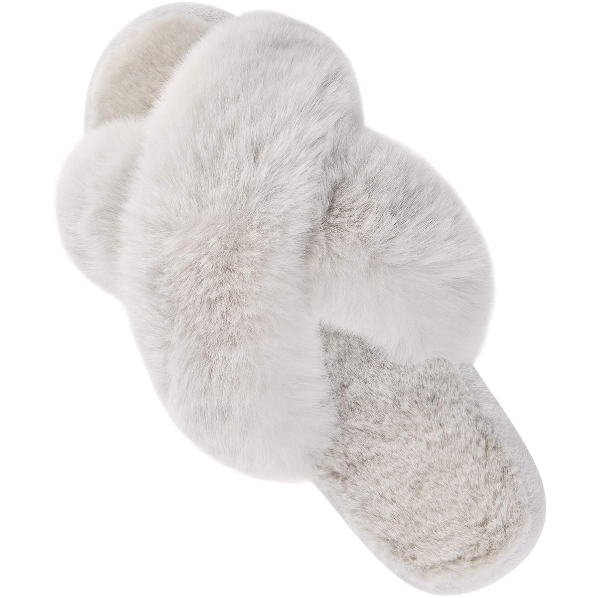 Parlovable Women's Cross Band Slippers Fuzzy Open-Toe Memory Foam