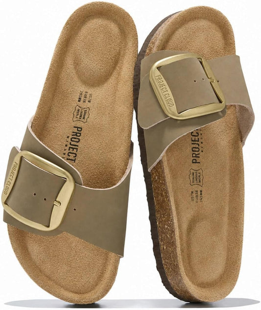 Project Cloud 100% Genuine Leather Sandals Women Comfortable Womens Slides