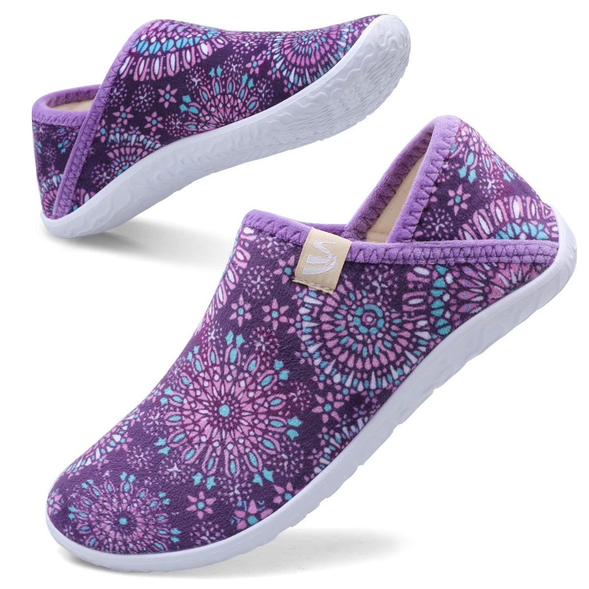 Spesoul Fuzzy House Slippers for Women Men Indoor Closed Back Lightweight Cozy Faux Furry Lining Barefoot House Shoes Slipper Socks for Bedroom Home Office Yoga Outdoor Walking Shoes